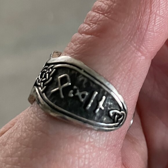 Hail Odin Viking Valknut Norse rune ring recycled sterling silver fantasy 6.5 - Picture 3 of 7